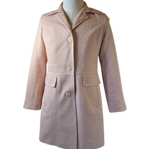 DKNY Long Dress Coat, Pink, Cream, 6